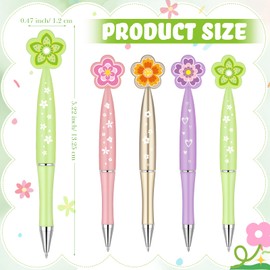 Dispowreath 36 Pcs Colorful Flower Pens Cute Floral Retractable Ballpoint Pens Summer Kawaii Stationery Flower Party Favors for Birthday Wedding Office School Party Supplies, 1 mm Black Ink