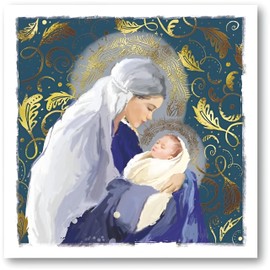 GBCC Charity Christmas Cards Pack of 10 - Charity Christmas Cards 2024 with Religious Mary and Baby Jesus Design - Eco-Friendly Xmas Cards Multipack with Envelopes