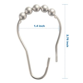 Titanker Shower Curtain Hooks Rings, Rust-Resistant Metal Shower Curtain Hooks Rings for Bathroom Shower Rods Curtains - Set of 12, Matte Nickel