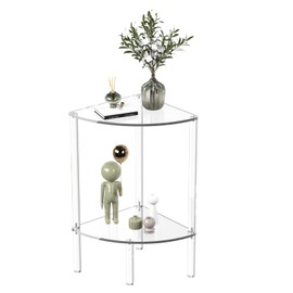 Eglaf Acrylic Triangle End Table - 2 Tier Corner Side Table - Small Corner Table for Living Room, Bedroom, Bathroom - 11.8'' L x 11.8'' W x 22.4 ''H