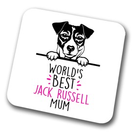 Jack Russell World's Best Mum Coaster Dog Mum Jack Russell Mum Friend Funny Gift for Birthday Christmas, Jack Russell Coaster