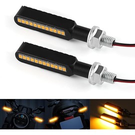 2PCS Flowing LED Motorcycle Turn Signal Lights, Aluminum Alloy 12V Super Bright Motorbike Front Rear Blinkers Indicators Fit for Harley Honda KTM Kawasaki Suzuki Yamaha - Amber