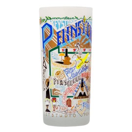 Catstudio Drinking Glass, Pennsylvania Frosted Glass Cup for Kitchen, Bar Glass Drinking Glasses, Everyday Drinking Cup or Cocktail Glass, 15oz Dishwasher Safe Glass Tumbler for Pennsylvania Lovers