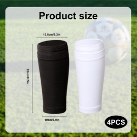 2Pairs Shin Pads,Soccer Shin Guard Covers Soccer Socks with Pockets,Soccer Shin Guard Sleeves for Kicking Ball Running Cycling(Black White)