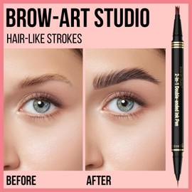 Microblading Eyebrow Pencil - Eyebrow Pencil 2-in-1 Dual-Ended Eyebrow Pencil with 3-Prong Micro Fork Tip Applicator & Precise Brush Tip Creates Natural Eyebrows, Black