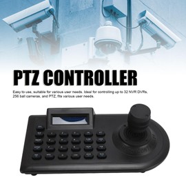 PTZ Camera Joystick Controller, Dome IP PoE Camera Controller Keyboard with 3D Joystick, RS485 232, for PELCO D, for PELCO P, for Controlling 32 NVR DVRs 256 Ball Cameras (US Plug)
