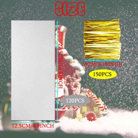 FOONEA Snowflake Treat Bag, 120PCS Christmas Cellophane Bag with Twist Ties Candy Cookie Bags for Party Supplies