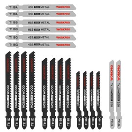 WORKPRO Jigsaw Blades Set of 20 Replacement Blades for Wood and Ironworking, Stainless Steel for Cutting