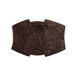 Corset Belt for Women Underbust Boned Lace Up Bustier Renaissance Pirate Corset Belt