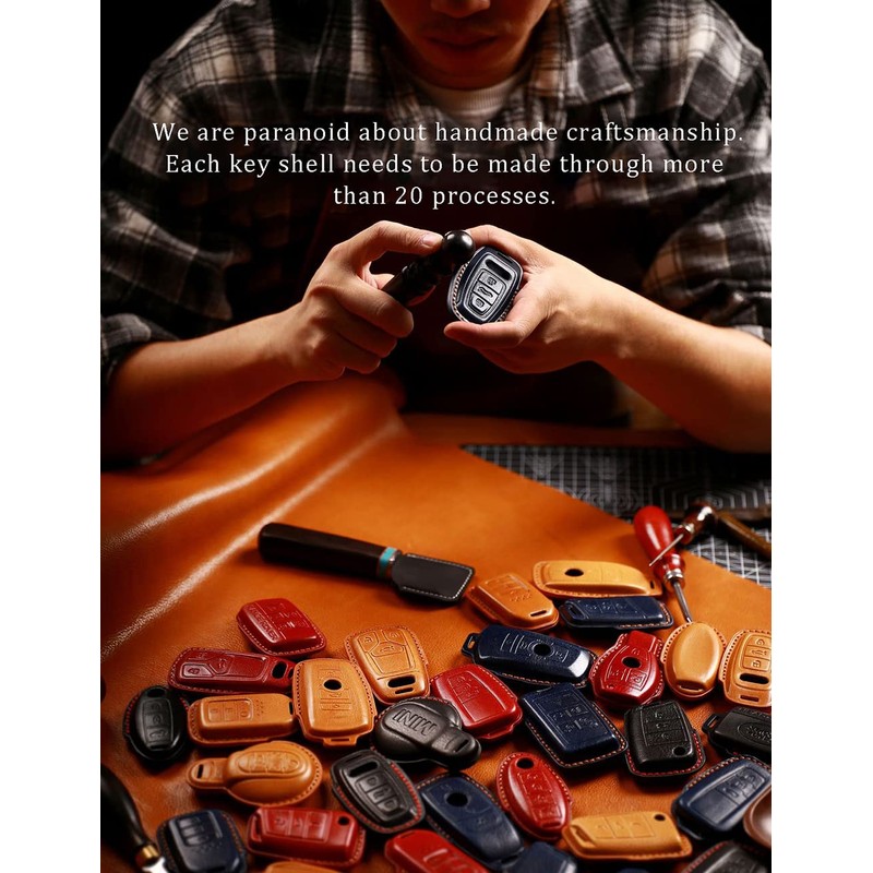 HIBEYO Smart Car Key Case Fits Mercedes Cowhide Leather Key