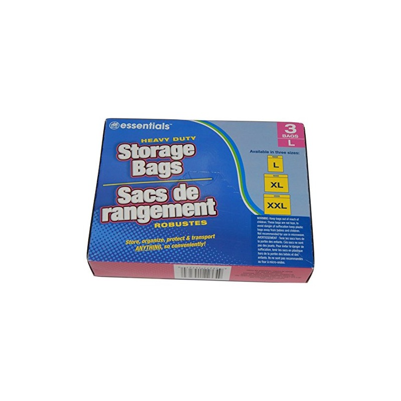 essentials(TM) Heavy Duty Clear Plastic Storage Bags w/Zip-Lock & Carry