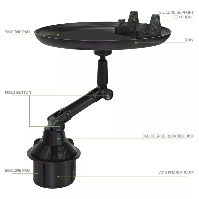 Food tray & Phone Holder, Cup Holder Mount, for Smartphone