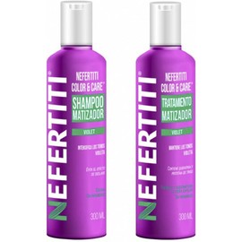 Nefertiti Shampoo Matizador Violeta  Tratamiento Keratina Nefertiti Color  Care Sin Parabenos (300300 Ml)