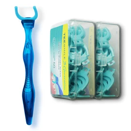 TEEsmile Evolutionary Clean Dental Flossers, Kit of Handle(s) Plus Refillable Heads (1 Mid-Length Handle, +100 Extra Strength Refills)