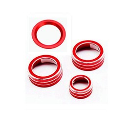 AuTK 4pcs Aluminum Interior Console Trim Compatible with Honda CRV CR-V 2017 2018 2019 2020 2021 AC Air Conditioning Knob Start Stop Button Navigation Volume Knob Cover Trim (4Pcs Red)