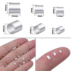 ASYKNM Pack of 1500 Crimp Beads, Tube Crimp Beads, Copper Tube Crimp Beads, Mixed Bracelet, Loose Beads Spacer, Jewellery Making End Cap for DIY Jewellery Accessories Making 1.5 mm/2.0 mm/2.5 mm