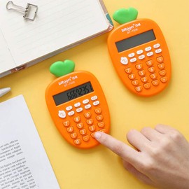 Toyvian Calculadora electrónica pequeña de forma de zanahoria 12 dígitos portátil calculadora de estudio de oficina suministros escolares para niños estudiantes