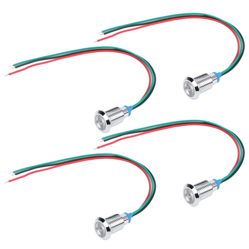 4 Sets PreWired Round LEDs Waterproof Dustproof 2-Color Common Cathode