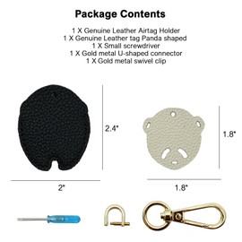 Della Stella for Air Tag Panda Shaped Genuine Leather Keychain Holder,Compatible with AirTag,Secure case Cover Features a Hidden Design for AirTag