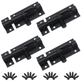 4 Pack Black Barrel Bolt Lock, 2 Inch Door Latch Lock Aluminum Alloy Slide Bolt Latch Security Sliding Lock with Screws Door Lock for Gate, Warehouse, Bathroom, Fence
