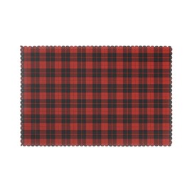 Christmas Plaid Red Black Buffalo Check Placemats for Dining Table Set of 6,Four Seasons Kitchen Dining Table Decoration for Indoor Party Home 12x18 Inch