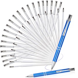 Pack of 36 Ballpoint Pen Refills 0.7 mm - Tikplus Blue Ballpoint Pen Refills with Spring and 2 Pens Ballpoint Pen Refills for Office, Business, School and Home Writing Colour