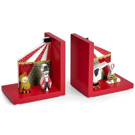 Mousehouse Gifts Wooden Children's Bookends for Boys or Girls Nursery or Bedroom (Red Circus)