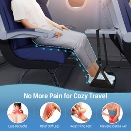 Upgraded Wide Airplane Foot Hammock (Portable Adjustable Leg Rest with Removable Hardboard - Perfect Travel Essential for Long Flights) Removable Footrest Adjustable Travel Hammock for Comfortable Air
