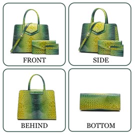 Makcr Joacbv Women Embossed Pattern Satchel Handbags Wallet 3 pcs Set Crossbody Tote Top Handle Vegan Leather Ladies Bag