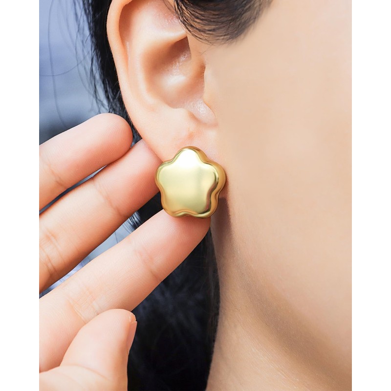 Chunky Gold Earrings, normal, Brass, No Gemstone