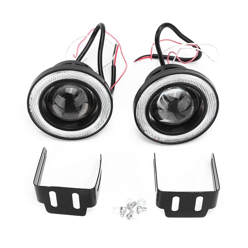 Pair 3.5in LED Fog Lights Angel Eyes with COB Universal