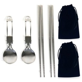 Hiking Foldable Cutlery Set Cooking Supplies Camping Spoon and Chopstick 2-Piece Set / 등산 접이식 수저세트 취사용품 캠핑 숟가락 젓가락 2개세트