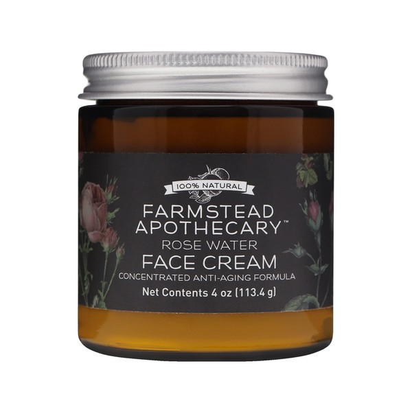 Farmstead Apothecary 100% Natural Anti-Aging Rose Water Face Cream 4 oz