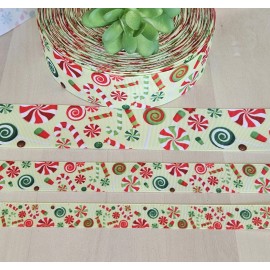 Unbranded 5/8, 7/8 & 1.5” (1 YD) Candy Cane Christmas Grosgrain Ribbon Peppermint Candy - 7/8 inch