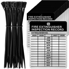 25 juegos de etiquetas de inspección de metal, etiquetas de extintor de aluminio 2024-2027, 2.3 x 3 pulgadas, resistentes a la intemperie para uso en interiores y exteriores