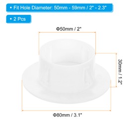 PATIKIL Air Conditioning Wall Hole Cover, 2Pcs Air Conditioner Blocking Hole Plug Decoration Water Pipe Sealing Plate Cover for 2" - 2.3" Diameter Hole, White