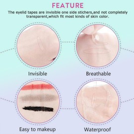 PEBITY Eyelid Tape, Eyelid Lifter Strips, Self-Adhesive Eyelid Correction Stripers, Durable Double Eyelid Sticker for Hooded Eyes Invisible Eye Lift Tape for Droopy Lids, 260PCs Small