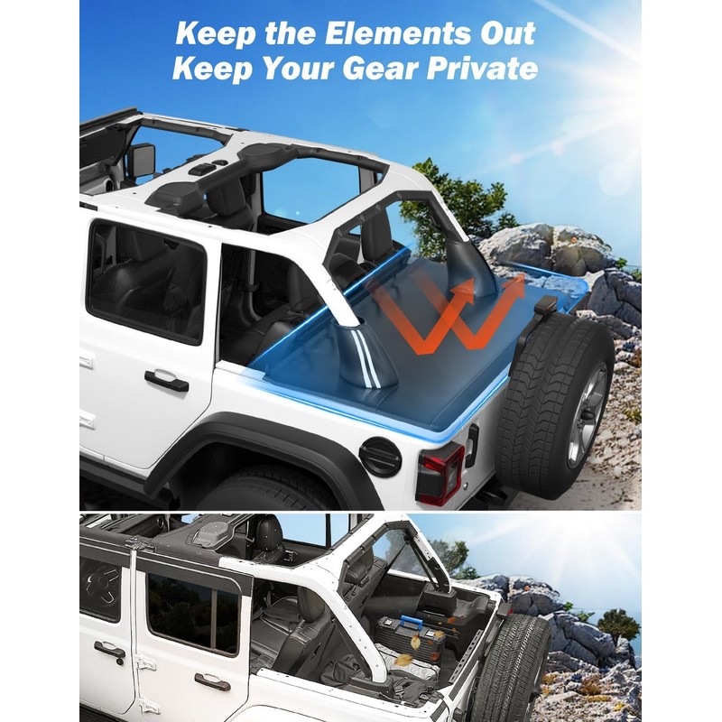 JOYTUTUS Tonneau Cover 4 Door Compatible with Wrangler JLU 2018-2026,