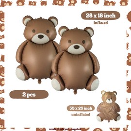 2 pcs Matte Teddy Bear Foil Balloons - 35 Inch