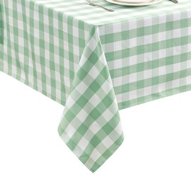 Rectangular CheckeLight Green Tablecloth Yarn-dyed Plaid Washable Wrinkle-resistant Polyester Table Cloth for Birthday Parties Easter Outdoor Picnics Restaurants and Gatherings (Light Green,55×95)