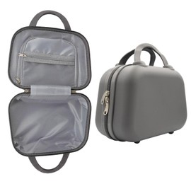 Hard Shell Travel Cosmetic Case, 12 Inch Hardshell Suitcase Mini Toiletry Bag, Luggage Beauty Case with Strap Gray