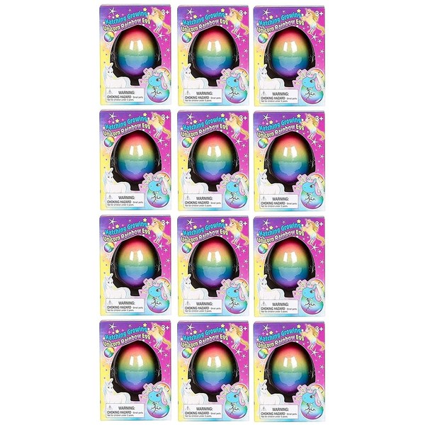Master Toys and Novelties 12 Pack - Surprise Growing Unicorn Hatching Rainbow Egg Kids Toys, Assorted Colors