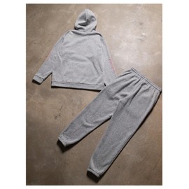 GORGLITTER Men's 2 Piece Sweat Suit Letter Graphic Long Sleeve Hoodie and Sweatpants Set Jogging Athletic Suits Grey Large