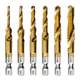 Hyack Tap Drill, Drill Tapping, Set of 6, Threading, Tap, Ironwork, Drilling Bit Hexagonal Shaft