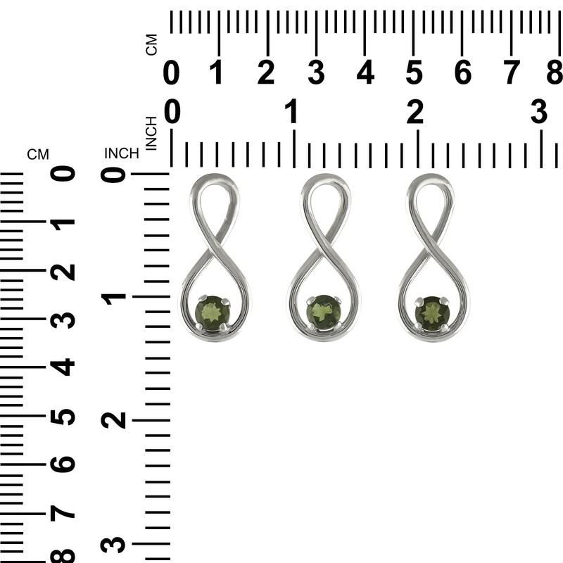 Starborn Faceted Moldavite Infinity Pendant in fine Sterling Silver