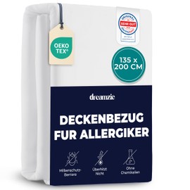 Dreamzie - Mite Cover Duvet 135 x 200 cm - Allergy Sufferers Bed Linen Encasing - Dust Mite Protection - Anti Mite Duvet Cover with Zip - Allergy Sufferers Duvet Cover