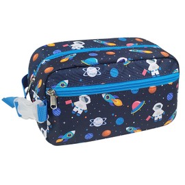 Bagseri Kids Snack Bag Boys - Reusable and Insulated Lunch Bag for Boys, Small Collapsible Snack Containers with Buckle Handle for School and Daycare, Blue Space Astronauts