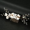 2Pcs Wedding Hair Combs Bridal Pearl Flower Headpiece Floral Leaf
