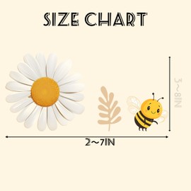 Gostman Bee Wall Decals - Honey Bee Daisy Stickers,Leaves and Flowers for Kids Room, Bedroom, Nursery, Daycare (bee Room Decal)