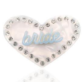 Heart Bride Hair Clip, Heart Shape Hair Barrettes, Glitter Rhinestone Hair Clip, Bridal Claw Clip for Bride Gifts Bachelorette Party Accessories Wedding